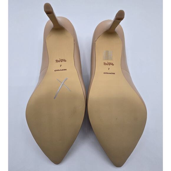 COACH ALYCE PUMPS Leather Pointed Toe Stiletto Heel Khaki Beechwood 7B NIB - Picture 5 of 7